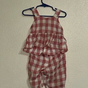 Charming Pink Checkered Kids Romper